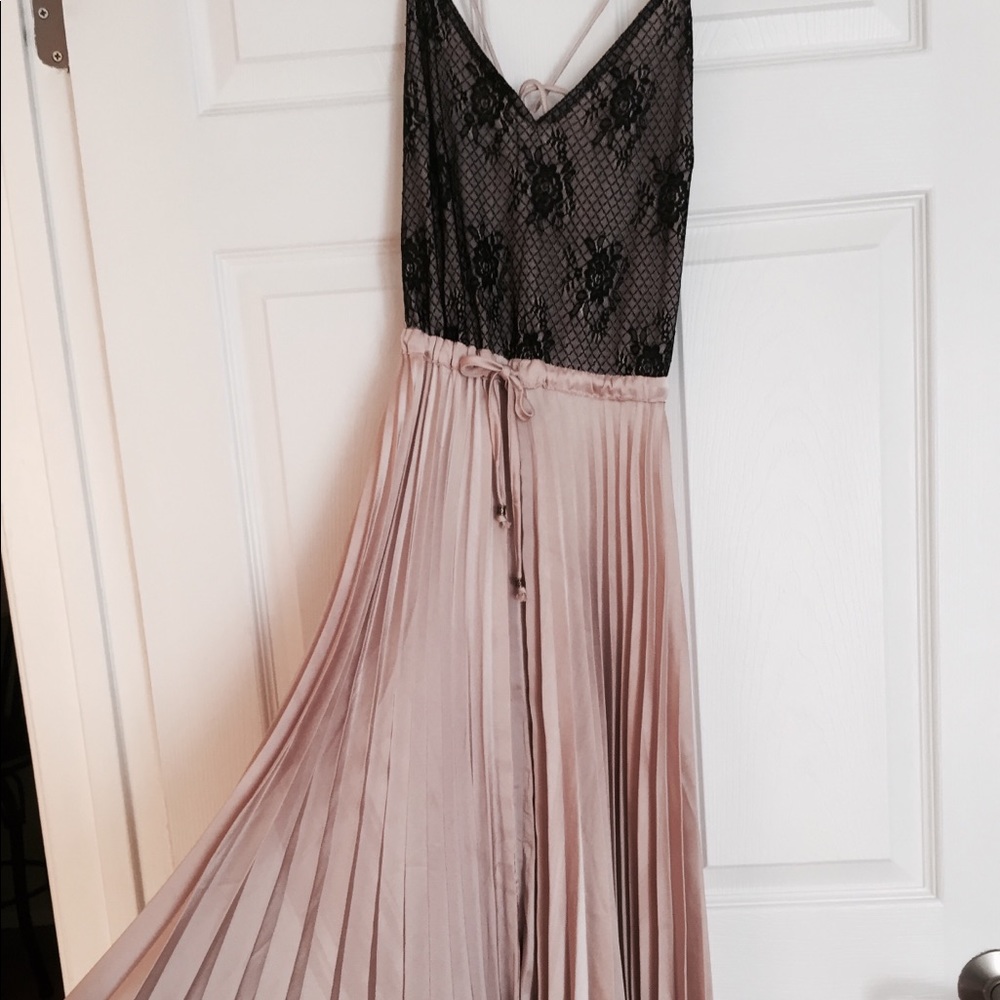Black Lace & Pink Satin Vintage Style Dress